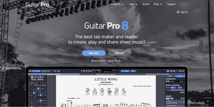 A tablature editor software for guitar, bass, and other fretted instruments.